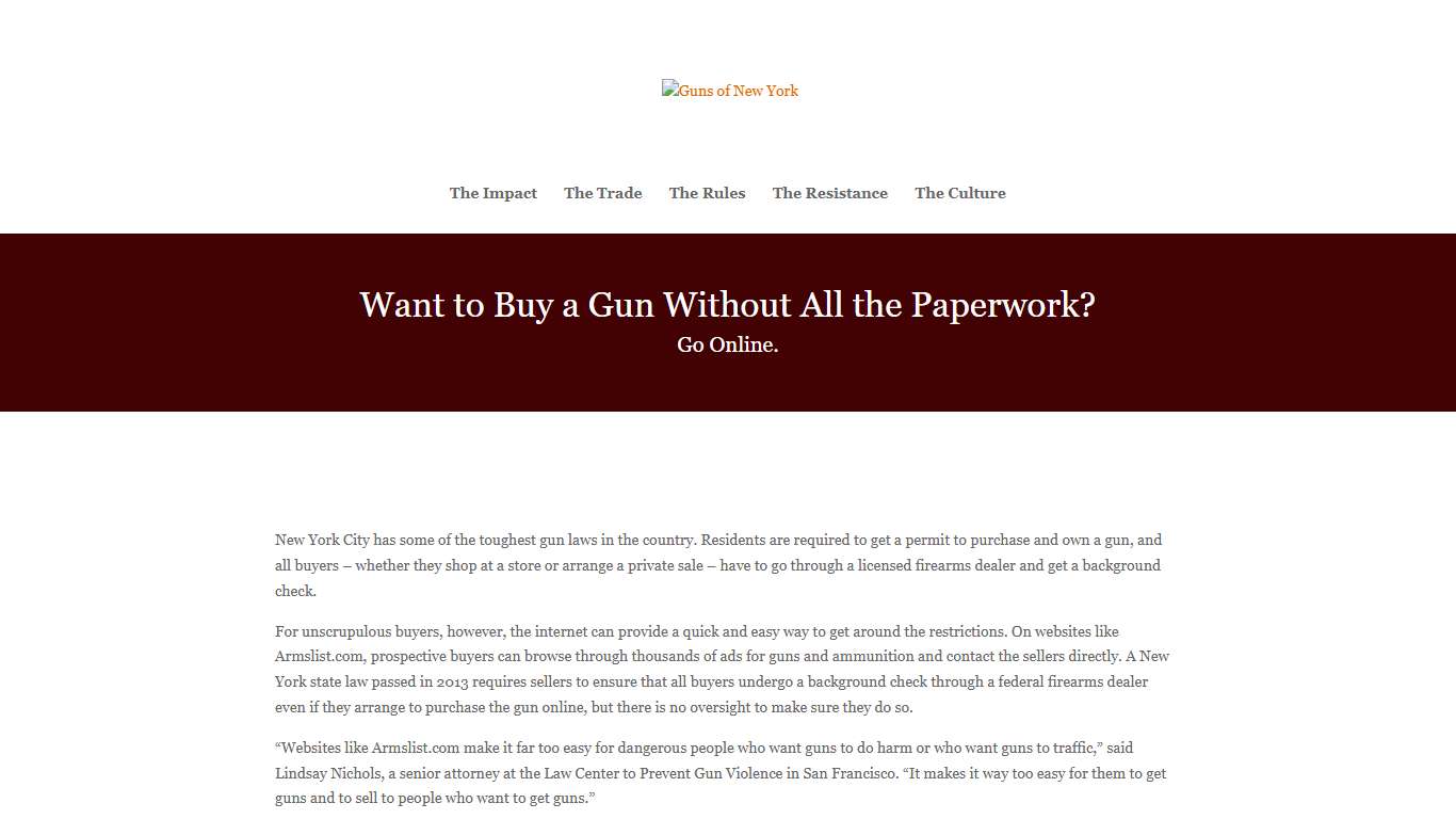 Want to Buy a Gun Without All the Paperwork? Go Online. | Guns of New York